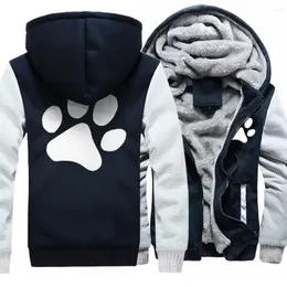 Men's Jackets Men Jacket Autumn Thicken Cute Dog Print Zipper Hooded Patchwork Winter Warm Coat Korea Fashion Casual Male Cardigan