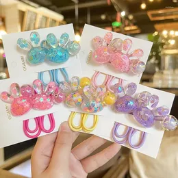 Hair Accessories 2PCS Set Cartoon Color Sequin Head Simple Long Elastic Band For Girl Cute Fairy Ponytail Bind Rubber Ties Gift