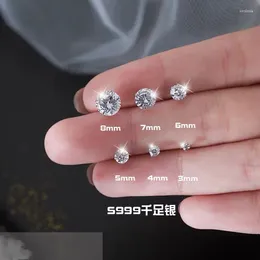 스터드 이어링 S999 미니 부클 d 'oreilles en argent sterling strass zircone pied 이어링 스터드