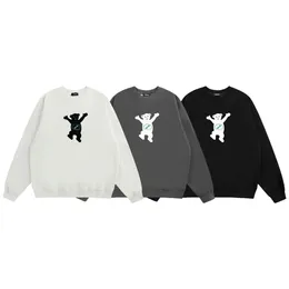 FOG High Street Trendy Brand Korean Edition Small and Popular Double sided Cartoon Bear Print Loose Round Neck Sweater Casual Pullover for Men and Women