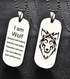 Fashion Wolf Pendant Necklace Double Side Engraved I Am Fans Gift Dog Jewelry Keychain Necklaces2014526