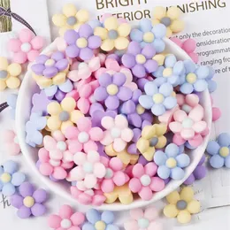 30 peças 18mm mistura de cores claras componentes de resina flores de cinco pétalas com parte traseira lisa cabochão acessórios de enfeite faça você mesmo artesanato scrapbooking257t