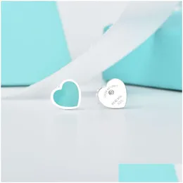 스터드 S925 스터링 시에 Sier Sweet Heart Designer Stud Earring for Women Luxury Brand Letter Cute Ol Engagement 비대칭 귀 반지 EA DHDQT