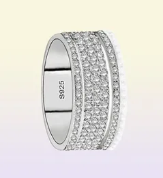 보석 드롭 배달 2021 Vecalon Starlight Promise Ring Ring 925 Sterling Sier 5 개의 눈부신 레이어 다이아몬드 CZ 약혼 결혼식 Ban5220691