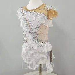 Liuhuo personalizar collants de ginástica rítmica meninas mulheres branco competição artística ginástica desempenho wear