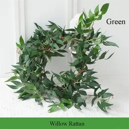 1 7m Artificial Willow Rattan Ivy Green Leaf Garland växter Vine Fake Plant Home Garden Leaves Wedding Decoration Wall Fake 272a