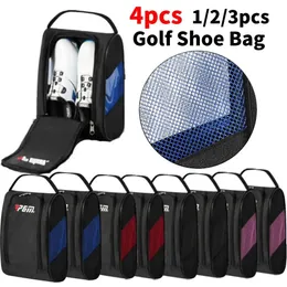 Golftaschen 1-4PC Tragbare Minigolf-Schuhtasche Nylon-Schuhtaschen Reißverschluss Golll-Halter Atmungsaktive Beutelpackung Tee-Tasche Sportzubehör 231211
