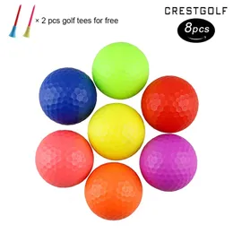 Golf topları Crestgolf 8pcs/paket golf topları 2 katman golf pratik topları 8 renk seçiminiz için golf aksesuarları 231212