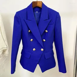 Suits Women High Street EST 2023 Classic Designer Jacket Srebrne przyciski lwowe podwójnie piersi Slim Fit Blazer