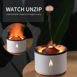 Ätherische Öle Diffusoren 360 ml Vulkanische Flamme Aroma Diffusor Öl USB Tragbarer Luftbefeuchter mit Rauchring Nachtlicht Lampenduft 231212