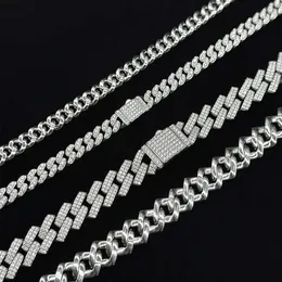 Хип-хоп стиль S925 серебряный серебро VVS Real Moissanite Diamond Miami Cuban Link Chain 19 мм Iced Out Out Ожерелье