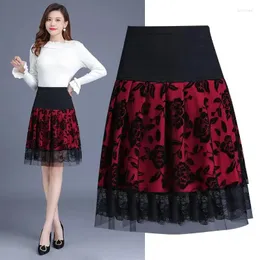 Skirts The Mid-length Anti-walking Light Pleated Skirt Large Size High Waist Thin Poncho Flower