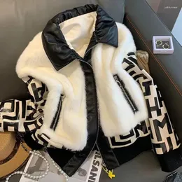 Женские куртки, осенние и зимние брендовые короткие теплые пальто во французском стиле из овечьей шерсти, пальто из искусственной кожи в стиле пэчворк, Chaqueta Mujer