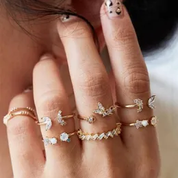 Anéis de casamento 7 peças conjunto para mulheres anillos joias bague femme conjuntos de anéis ajustáveis meninas acessórios punk moda schmuck joias207h