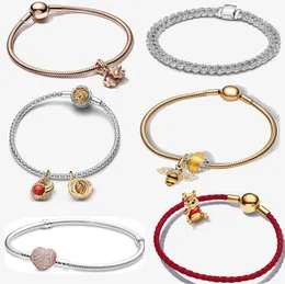 925 prata designer conjunto de jóias charme pulseira para mulheres moda pulseira de noivado presente de feriado diy caber pandoras me conjunto de pulseira de coração e raios de vida