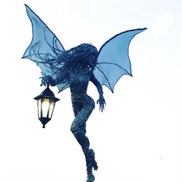 Elf z figurą do rzeźby światła ogrodowego żywicy na świeżym powietrzu Orning Ozdoby Lampy Lampy Patio212y