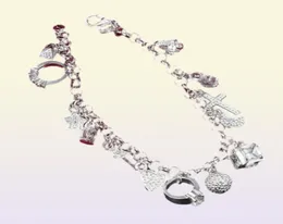 Yhamni marca design exclusivo 925 pulseira de prata moda jóias charme pulseira 13 pingentes pulseiras pulseiras para mulher h1443026879