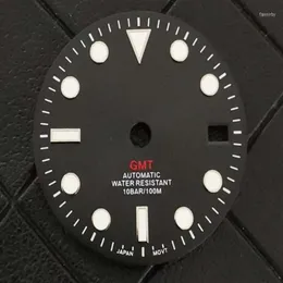 مجموعات إصلاح الساعات 29 مم خضراء مضيئة Sunburst الاتصال الهاتفي لـ NH34 GMT Movement306V