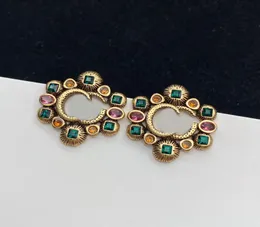 2021 new fashion letter Stud earrings aretes orecchini ladies colored diamonds gems brand designer earring3388917