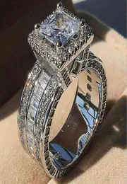 choucong فريدة من نوعها المجوهرات الفاخرة 925 Sterling Silvergold Fill Princess Cut Whie Topaz CZ Diamond Party Eternity Wedding Band 1581965