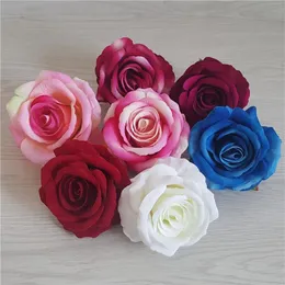 9 CM 100 stks 7 kleuren Kunstzijde Rose Bloemhoofdjes DIY Decoratieve Bloemen Feestdecoratie Bruiloft Boog Muur Bloemboeket Whit274P