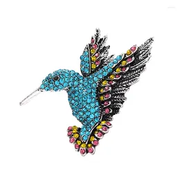 Broches Tono antiguo Colibrí Multicolor Cristal austriaco Broche de diamantes de imitación Pin Accesorios de ropa Mujeres Elegante Animal Pájaro