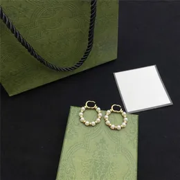 Il più nuovo designer orecchini a cerchio di perle fascino donne doppia lettera Eardrop ragazza borchie pendente per la data della festa regalo296o