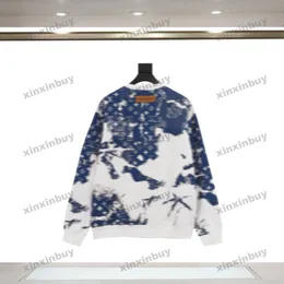 Xinxinbuy 2024 Men Designerパーカースウェットシャツカシューフルーツタイダイレター長袖女性ブルーブラックホワイトグレーXS-2xl