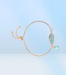 2021 Турецкие счастливые голубые хрустальные глазные браслеты для женщин из золотых цепей ручной работы