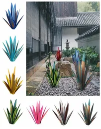 Metal Agave Roślina Ręcznie malowana ogrodowa dekoracja dekoracji tequila rustykalna rzeźba rzeźba figurka dom na zewnątrz ozdoby dekorativ4111055