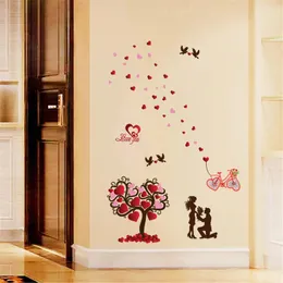 ملصقات الجدار عيد الحب يوم الحب شجرة رومانسية زوجين نوم غرفة المعيش