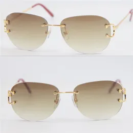 Vollständiger Verkauf UV400-Schutz 4193828 Randlose Sonnenbrille Mode Männer Frau Sportbrille im Freien Fahren 18 Karat Gold Metallrahmen2067