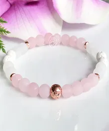 MG1085 New Design 6 mm Matte Rose Quartz Essential Oil Bracelet Clear Quartz Lava Enegry Jewelry Mala Diffuser Bracelet For Women2138854