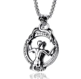 Pendant Necklaces Stainless Steel Vintage Mirror Devil Skull Punk Rock Necklace Jewelry Gift For Him With Chain6849037