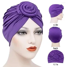 Berets Wish Milk Silk Donut Turban Hat Ball Cap Women Knotted Plate Bead Caps India Sleeve