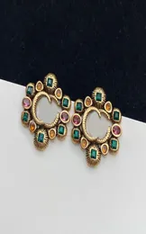 2021 new fashion letter Stud earrings aretes orecchini ladies colored diamonds gems brand designer earring4895218