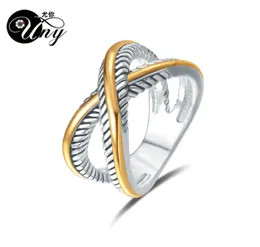 UNY Ring David Vintage Designer Модные брендовые кольца женские Свадебные подарочные кольца на день Святого Валентина Двухцветное покрытие Витые кабельные кольца 2103109391929