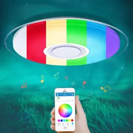 Nowoczesne lampy sufitowe LED RGB Dimmable 25w 36w 52W Pilot zdalny Bluetooth Music Light Foyer Sygnacja Smart Sufit Lamp325L