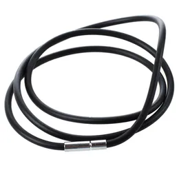 3mm Black Rubber Cord Necklace with Stainless Steel Closure Women Men Choker Accessories Collier - 25 5inch231g