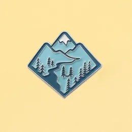 Mountain Adventure Monamel Pins Cute Forest Landscape Outdoors Explore Nature Metal Cartoon Brooch Moder