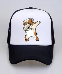 dabbing Bulldog print women baseball cap summer cool Dad hat Mesh Trucker hat adjustable men Cartoon Bulldog Funny hats66982799530445