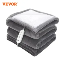 Electric Blanket VEVOR Heated Throw 4 Sizes Soft Flannel Sherpa Heating with 3 Hours Timer Auto off 5 Levels 231211