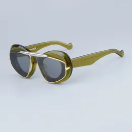 Solglasögon 40120i oval acetatdesigner Klassisk personlig handgjorda metallram -glasögon unisex modemärke glasögon