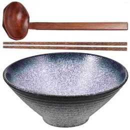 Conjuntos de louça cerâmica ramen tigela com colheres pauzinhos kit talheres estilo japonês