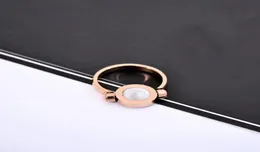 Alta qualidade ouro rosa rotação dupla face com pedras laterais anéis moda senhora criativo flip ring enviar presente original box1168766