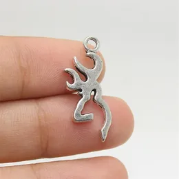 40 Stück Hirschkopf-Silhouette mit Geweih-Charm, 28 x 11 mm, Antik-Silber, Hirschgeweih-Charms, Anhänger pj28274q