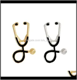 Piccoli stetoscopi in metallo spilla per medici infermieri studenti giacca cappotto camicia colletto bavero spilla bottone distintivo gioielli medici It0P1068623