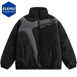 Piumini da uomo Parka da uomo invernali Piumini Cappotti imbottiti Color Block Splicing Giacca hip-hop oversize Cappotto casual allentato nero 2023 231212