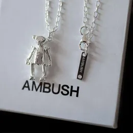 ambush Halskette Schmuck Instagram Influencer AMBUSH Teddybär Puppe Anhänger 925 Sterling Silber Halskette Vielseitiges personalisiertes Geschenk für Frauen Männer
