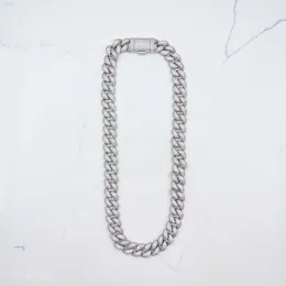 Bussar ner 14mm Miami Pave Setting Sterling Silver Iced Out VVS Moissanite Cuban Link Chain Necklace